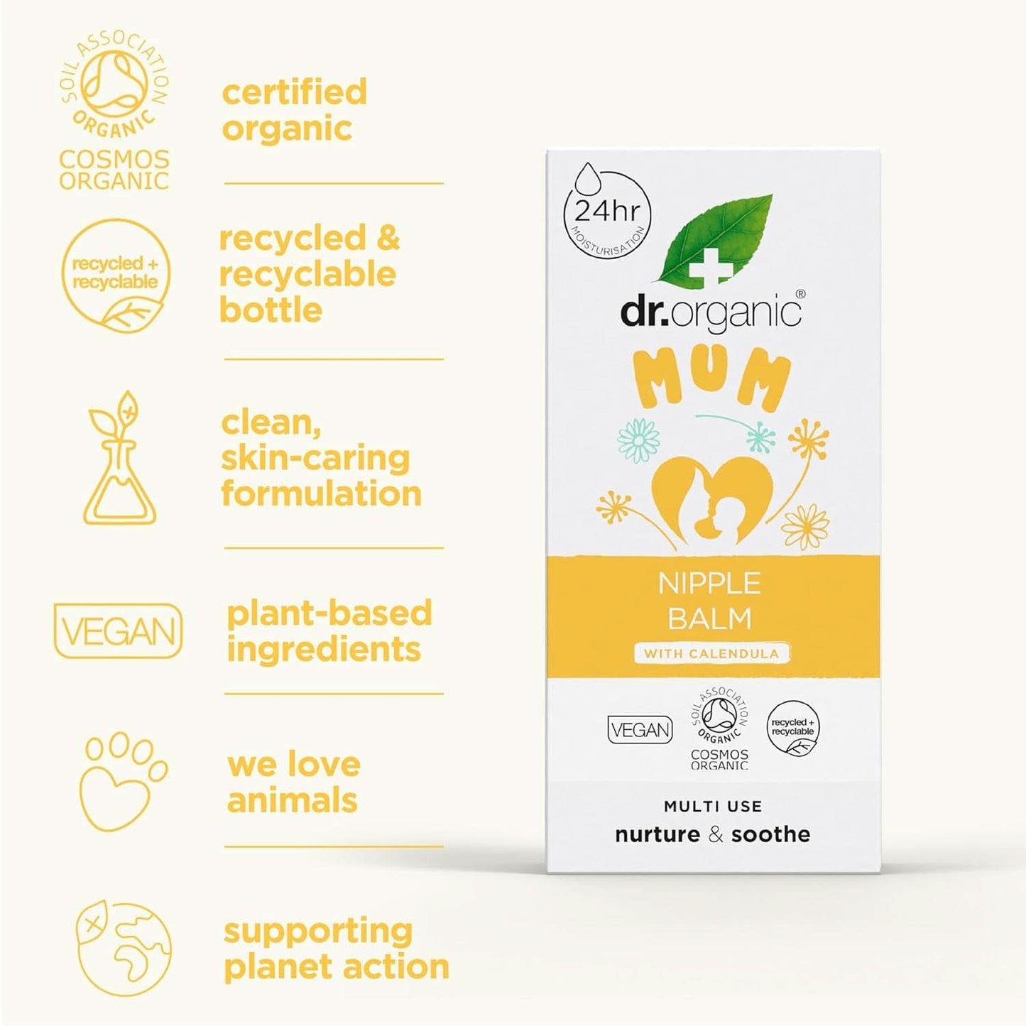 Balsam pentru sfarcuri Dr Organic cu Calendula, Lanolină, Alinare naturală, Pentru răni și sfârcuri crăpate, 30 ml Accesorii Hrana si Alaptare Bebe Naty Shop