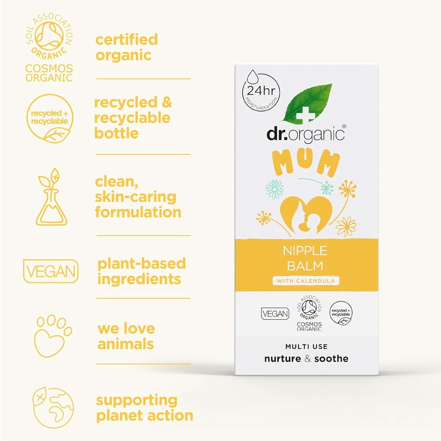 Balsam pentru sfarcuri Dr Organic cu Calendula, Lanolină, Alinare naturală, Pentru răni și sfârcuri crăpate, 30 ml Accesorii Hrana si Alaptare Bebe Naty Shop
