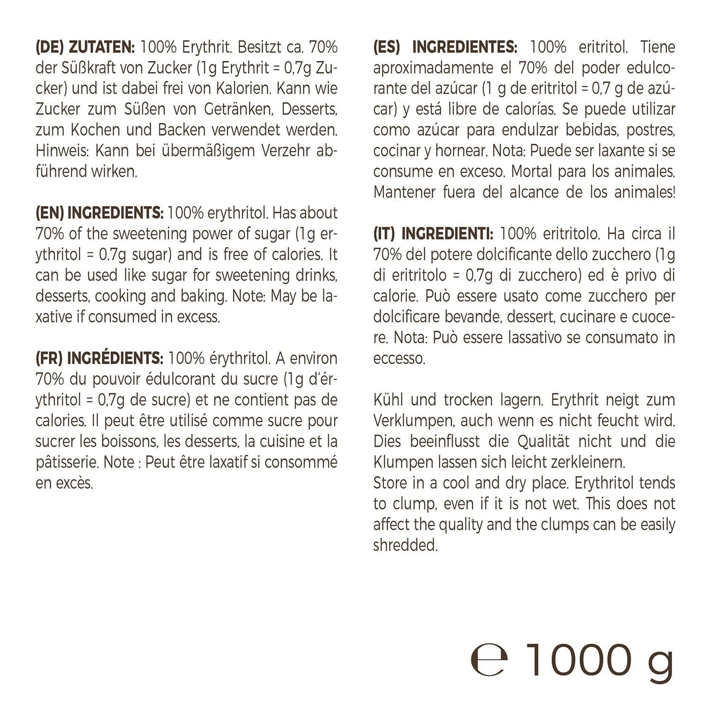 Greatvita Erythrit 1000 G | Kalorienfreies Süßungsmittel & Zucker-Alternative | Zahnfreundlich, Gut Löslich & Glutenfrei | Ideal Für Getränke, Desserts & Backen Indulcitori Naty Shop