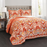Lush Decor Clara quilt, bumbac, turcoaz și mandarină, Full/Queen Plapumi si pilote Naty Shop Portocaliu Rege