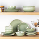 GBHOME Set de veselă ceramică pentru 6 persoane, set de 24 de piese farfurii și boluri pictate manual, vase din gresie rezistente la zgârieturi, potrivit pentru mașina de spălat vase și cuptorul cu microunde