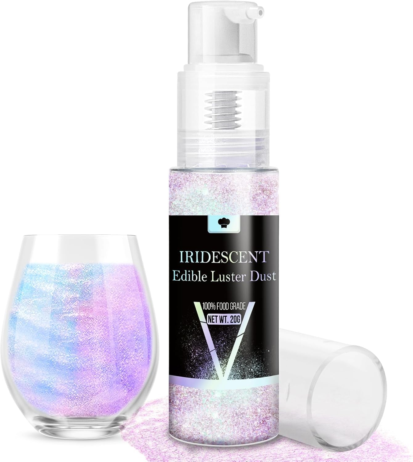 Set spray cu sclipici comestibil - 20 g praf de sclipici alimentar iridescent pentru băuturi, șampanie, prăjituri - colorant alimentar metalic comestibil pentru cocktailuri, vin, lichior, copt, prăjituri