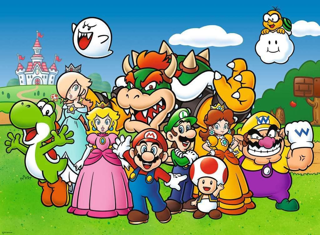 Puzzle jigsaw pentru copii 100 piese XXL - Nintendo Super Mario Fun Puzzle Naty Shop