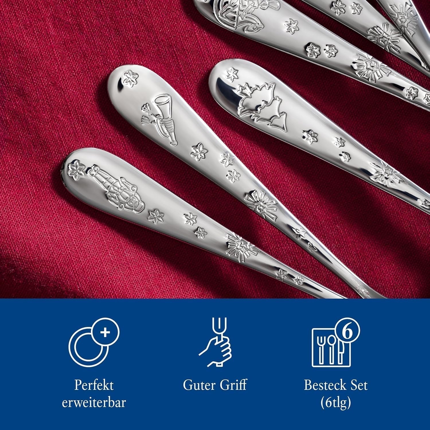 Villeroy & Boch - Set de linguri de cafea Toy'S Delight 6 piese Silver Platinum, rezistent la mașina de spălat vase Bucatarie Naty Shop