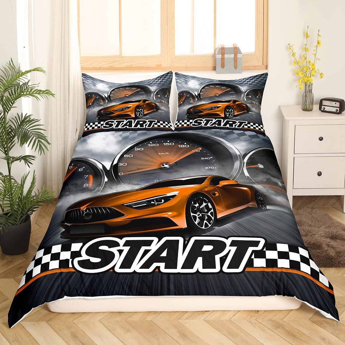 Jungen Cartoon Auto Bettwäsche Set 135X200,Kinder Bau Fahrzeuge Tröster Abdeckung Für Kind Kleinkind Teens,Dinosaurier Bettbezug,Traktor Maschinerie Bagger Bettdecke Abdeckung,Lkw Autos Bettwäsche Naty Shop Multi 2 155*220+80*80*1
