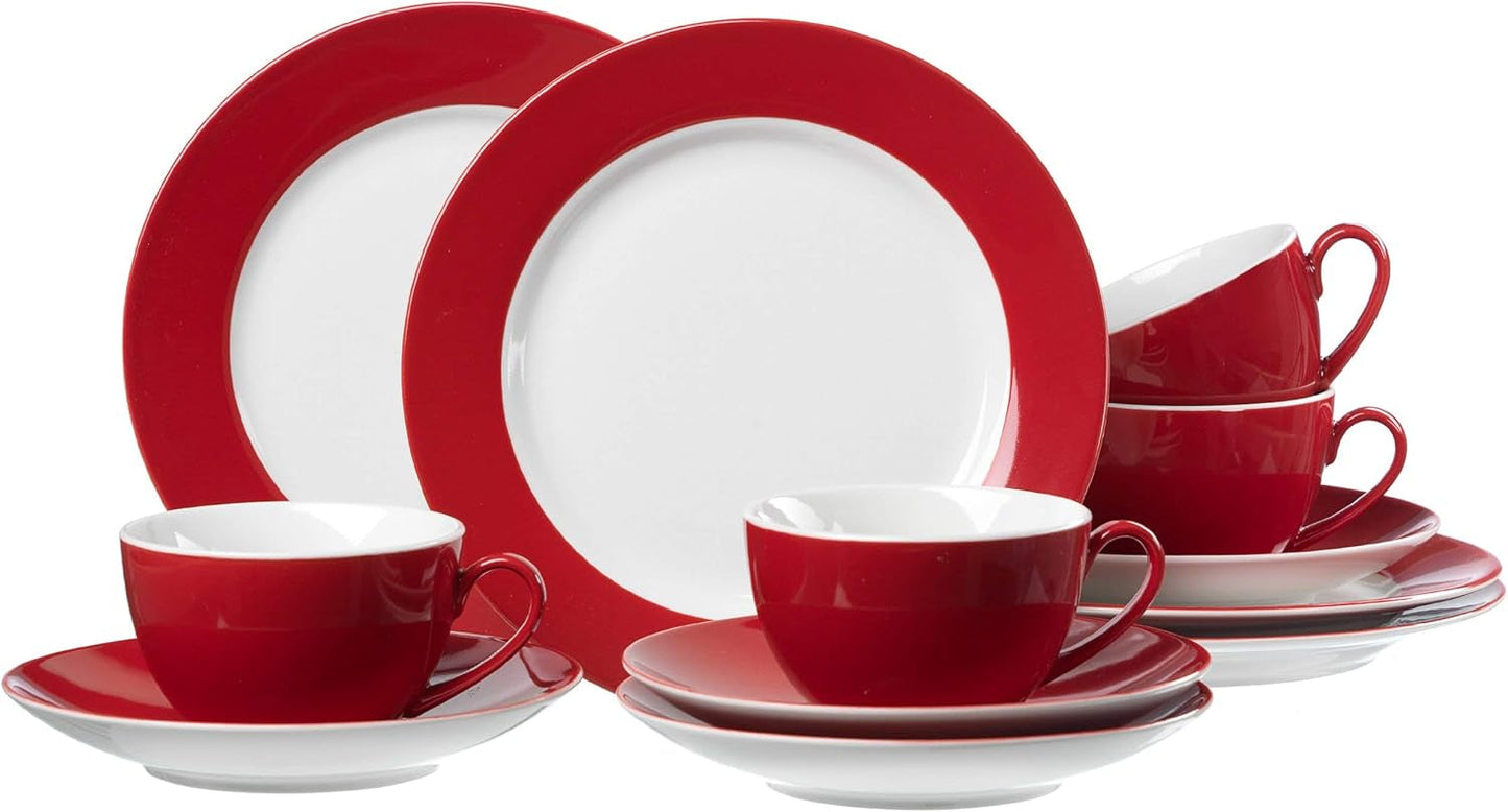 Serviciu de cafea Ritzenhoff & Breker Doppio, 12 piese, veselă din porțelan, roșu