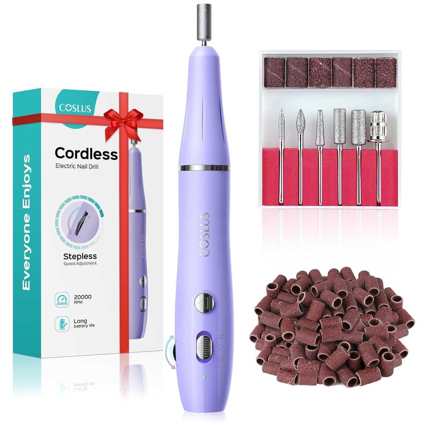 COSLUS Nagelfräser Kabellos Tragbar Für Gelnägel: Elektrische Nagelfeile Stufenloser Geschwindigkeitsregelung Für Maniküre Pediküre Und Acrylnägel Plastik Nail Drill Für Anfänger & Nagelstudio Zuhause