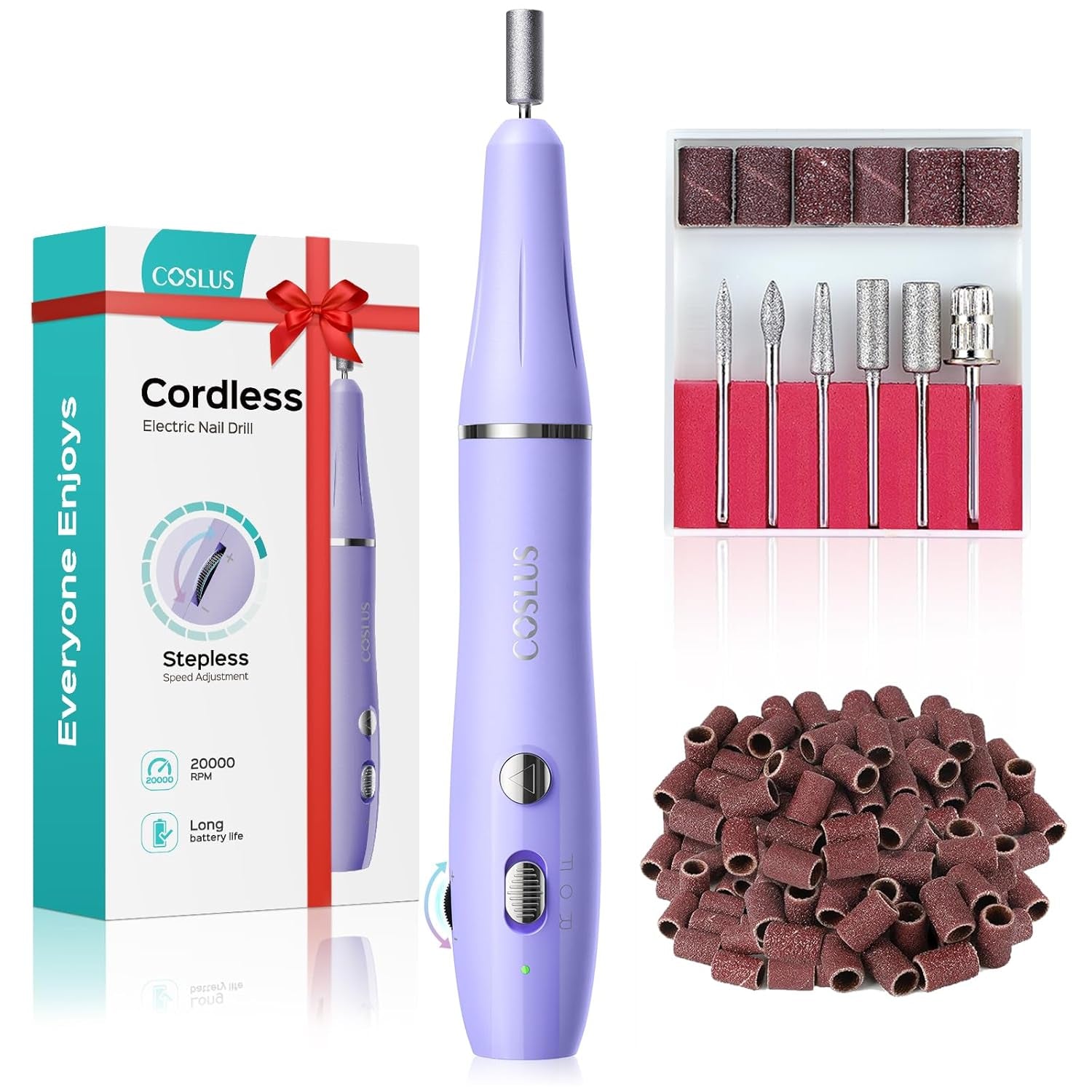 COSLUS Nagelfräser Kabellos Tragbar Für Gelnägel: Elektrische Nagelfeile Stufenloser Geschwindigkeitsregelung Für Maniküre Pediküre Und Acrylnägel Plastik Nail Drill Für Anfänger & Nagelstudio Zuhause