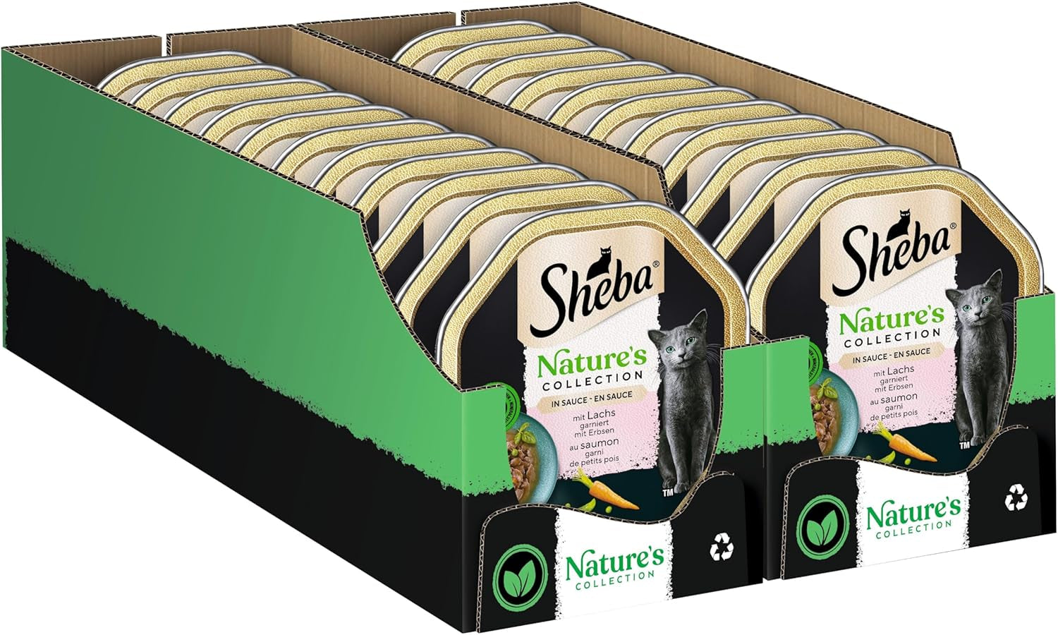 Hrană umedă pentru pisici SHEBA, Colecția Nature's în sos cu somon, 2 x 11 x 85g