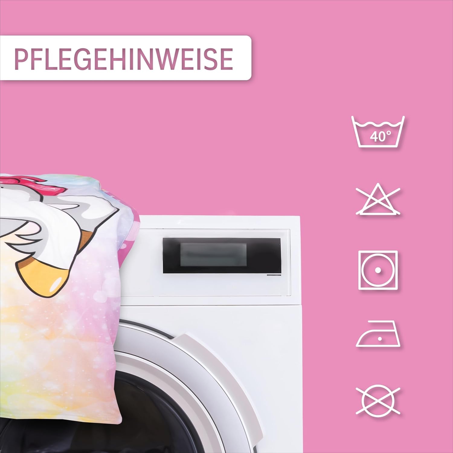 Lenjerie de pat pentru fetite, Unicorn, 100 x 135 cm si 40 x 60 cm, bumbac Lenjerie de pat - copii Naty Shop