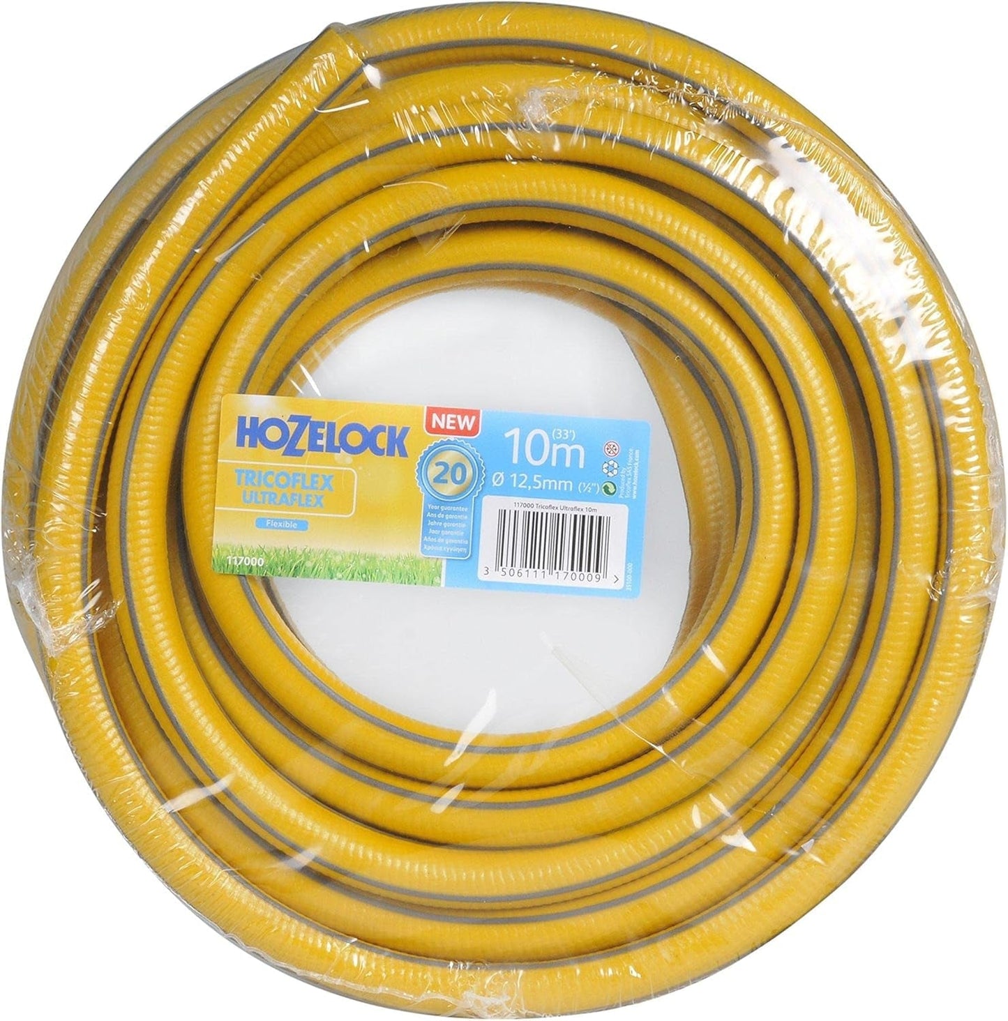 HOZELOCK - Furtun Tricoflex Ultraflex Ø 12,5 mm (1/2") 20 M: Furtun flexibil de grădină, rezistent la intemperii, la răsucire și îndoire, fabricat din 40% PVC reciclat [117002], galben