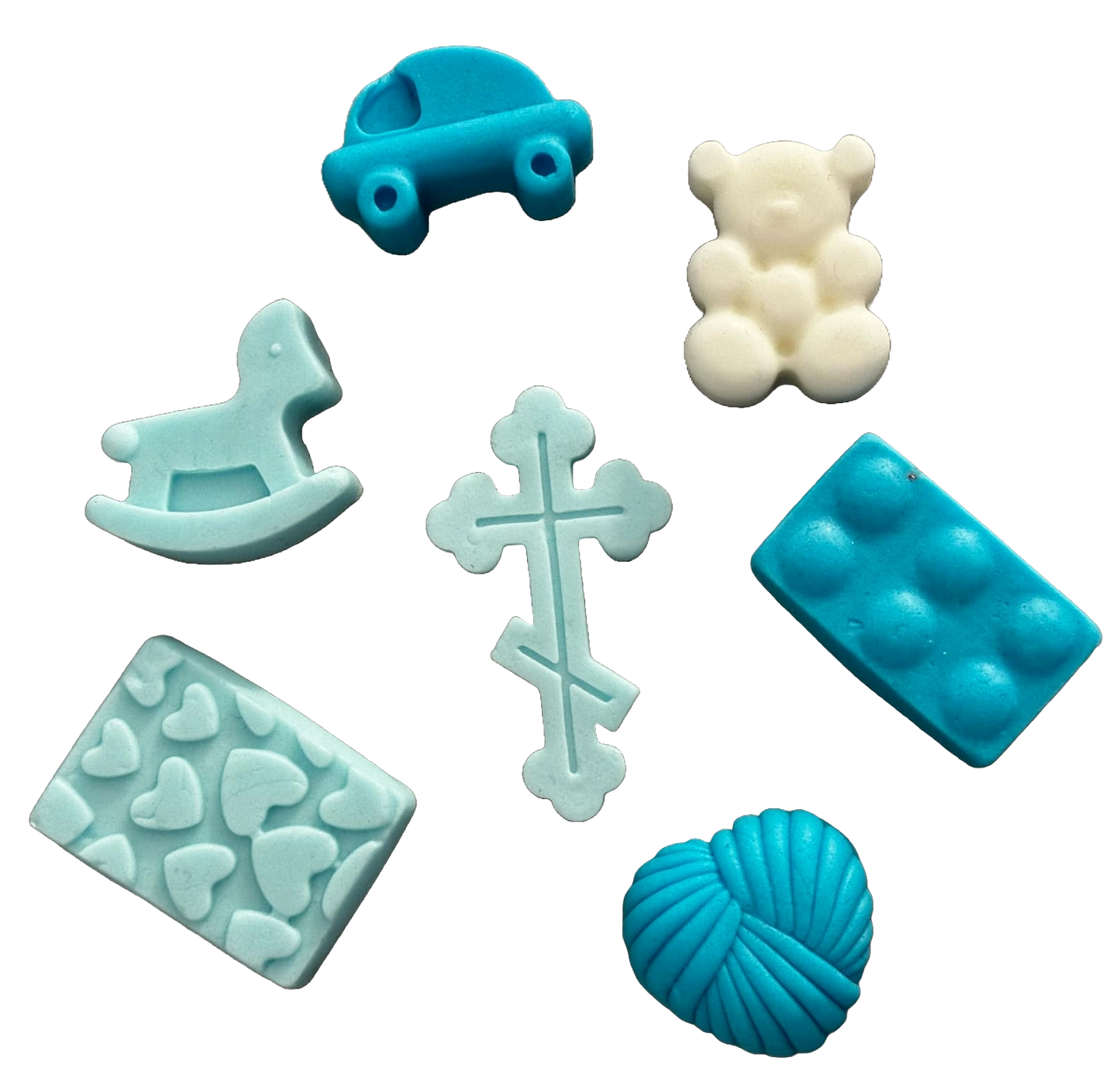 Set 7 decoratiuni comestibile din pasta de zahar, Botez Decoratiuni din Pasta de Zahar Nati Shop