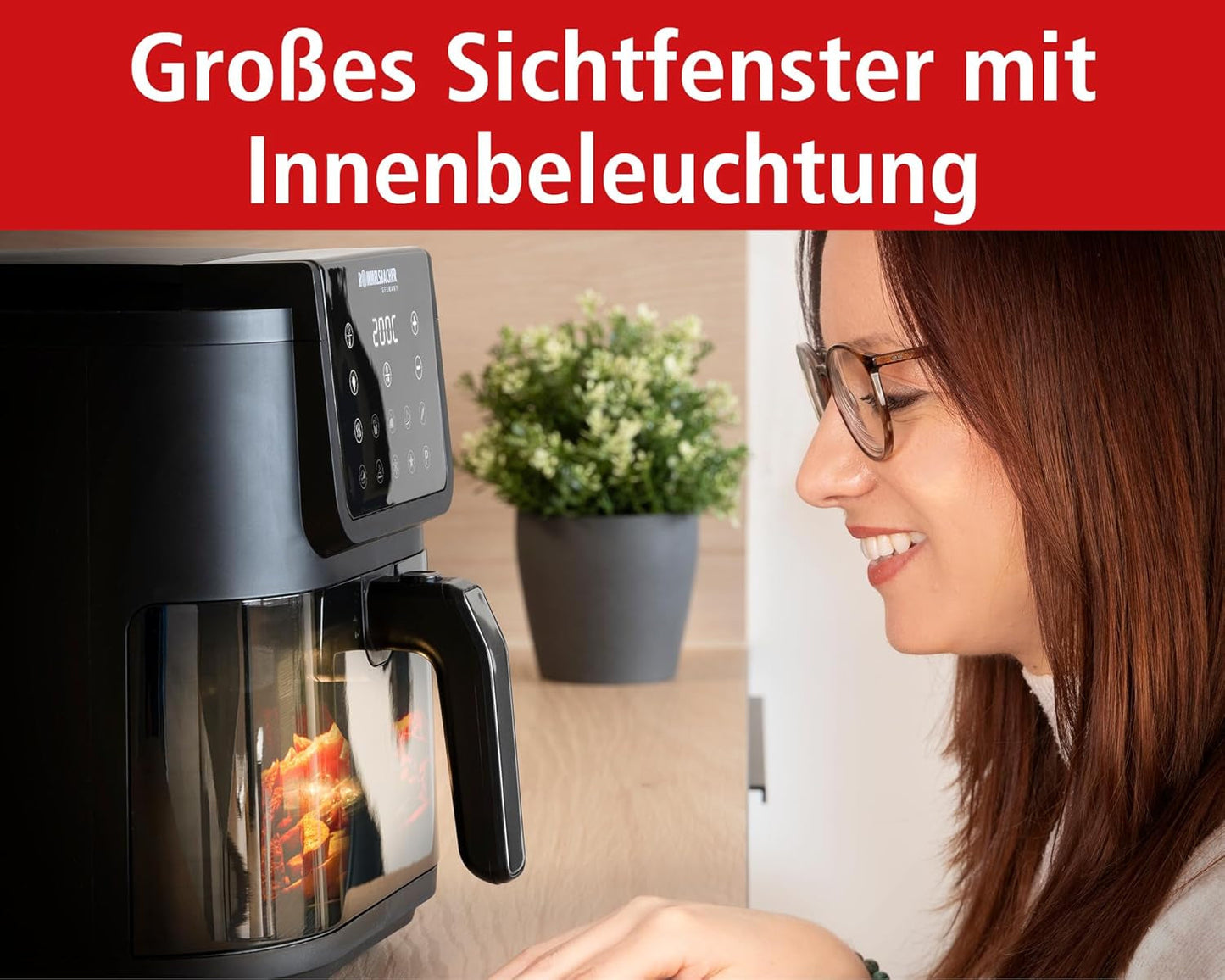ROMMELSBACHER Friteuză cu aer cald cu fereastra FRH 1700, 10 programe, silentioasa Electrocasnice Naty Shop