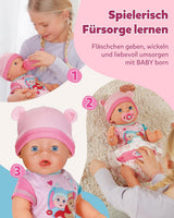 BABY Born Emma - păpușă bebeluș 43 cm - 10 funcții, inclusiv accesorii și saltea - Funcționează complet fără baterii - Potrivită pentru copii cu vârsta de 3 ani și peste