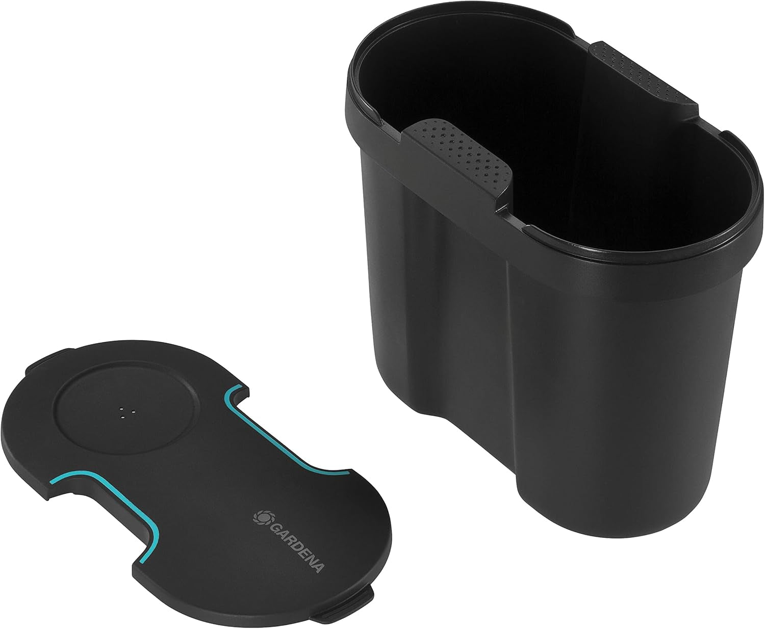Rezervor de apă Gardena: Rezervor de apă pentru uz interior și exterior, extensibil cu conductă de distribuție și conector, 10,5 l (13367-20), negru; turcoaz