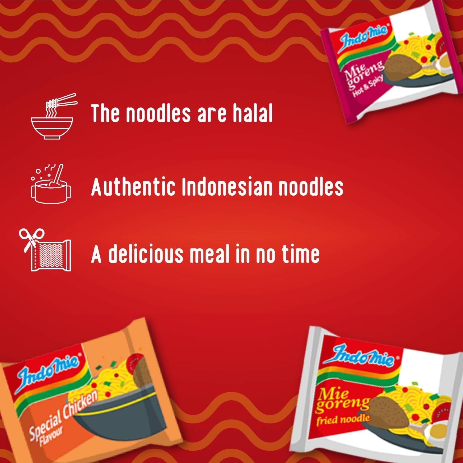 INDOMIE - Tăiței instant cu creveți, pachet de 5 - (1 x 5 x 70 g)