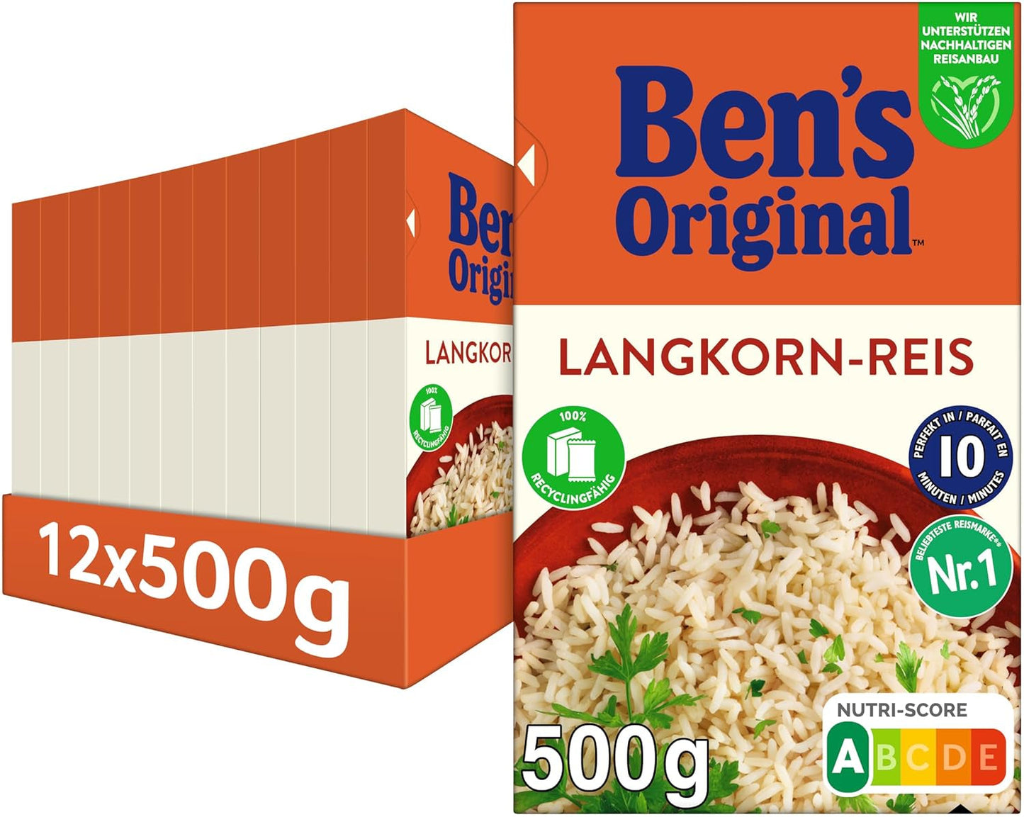 Orez cu bob lung BEN'S ORIGINAL™, fiert în pungă, 10 minute, 6 x 1 kg
