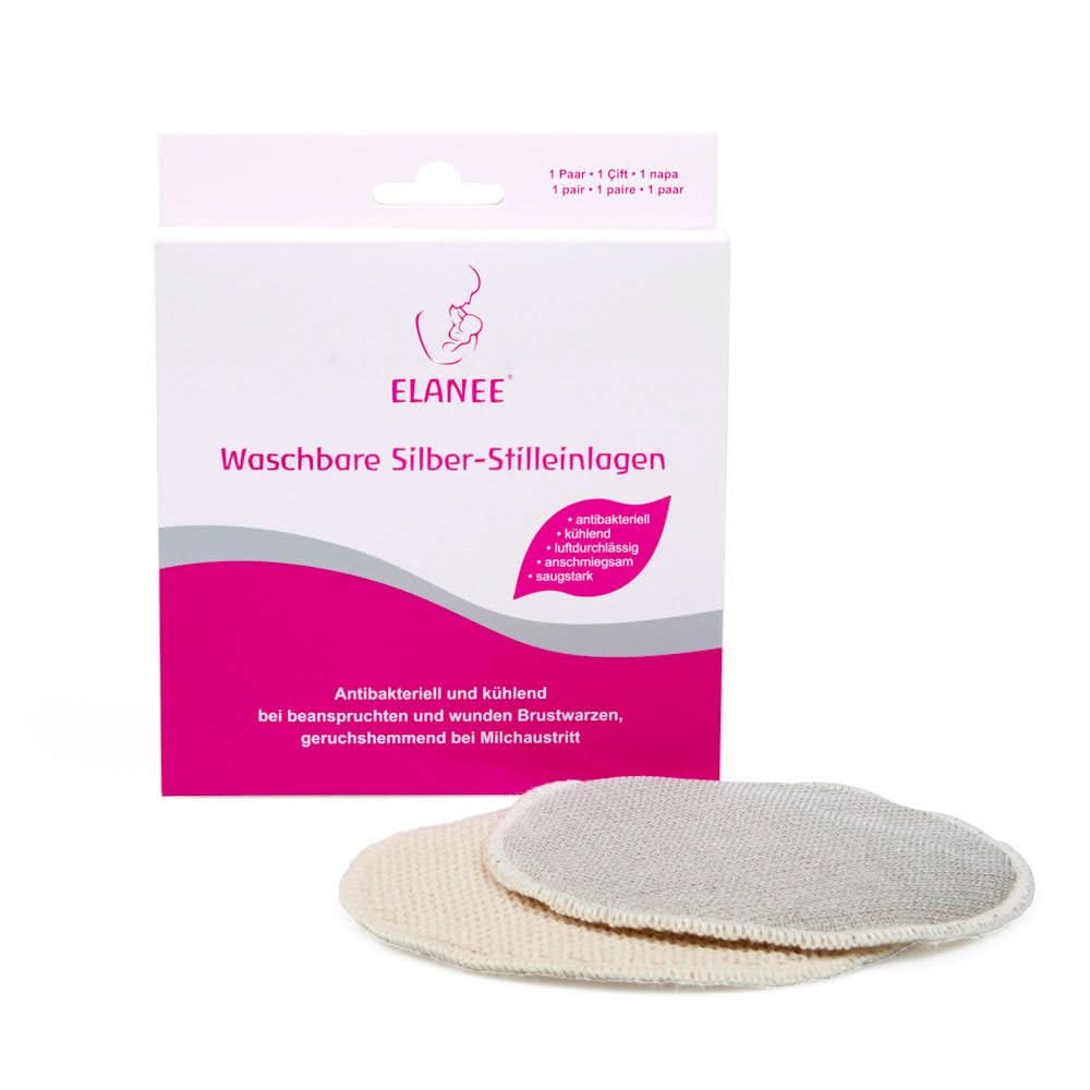 ELANEE Tampoane de alăptat, argintii, antibacteriene și lavabile - Moi și răcoritoare Accesorii Hrana si Alaptare Bebe Naty Shop 2 bucati (1 pachet)