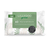 Șervețele umede LILLYDOO verzi, 600 bucăți (10 x 60), șervețel 100% fără plastic, rezistent la rupere - fără parfum, delicate și naturale, curățare delicată pentru pielea sensibilă, testate dermatologic