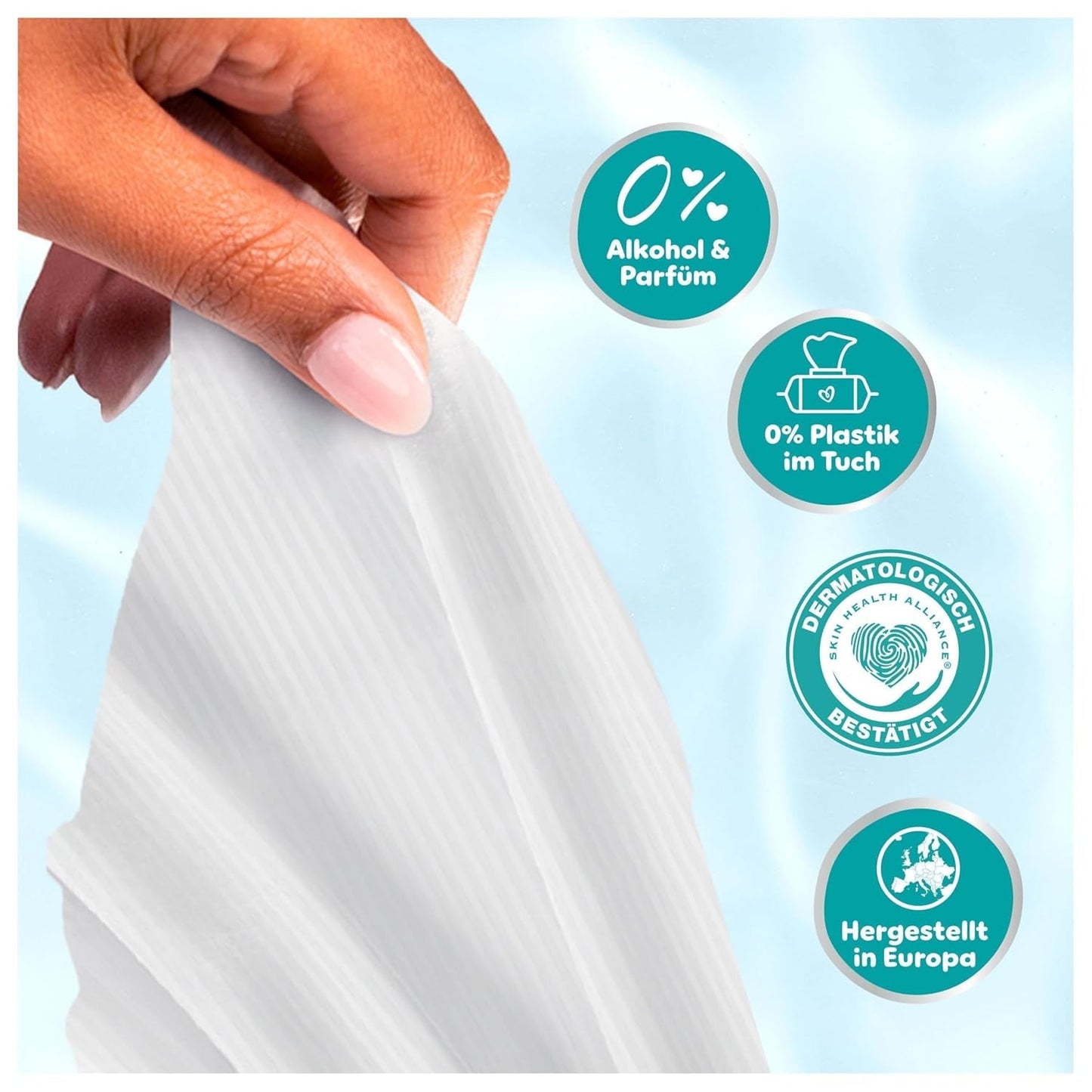 Șervețele umede Pampers 99% apă pentru bebeluși, 12 pachete a câte 60 de șervețele fiecare = 720 de șervețele umede pentru bebeluși, loțiune ușoară cu 99% apă
