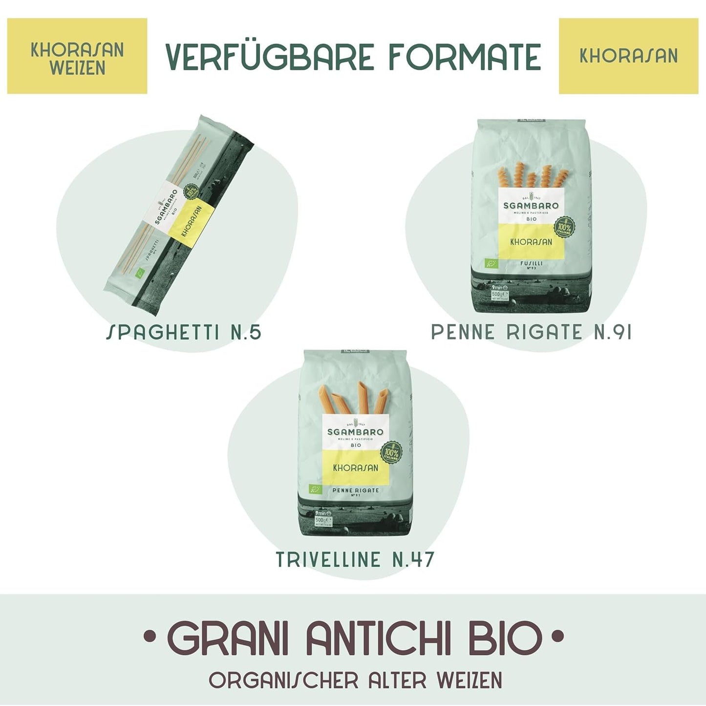 Paste spaghete organice nr. 5 - 500 g din grâu Khorasan – Grâu antic, bogat în proteine, cultivat 100% italian – Versatile în bucătărie și bogate în nutrienți