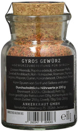 Ankerkraut Gyros, Gewürzmischung für Gyros, egal ob aus der Pfanne oder vom Grill, mit Zwiebel, Knoblauch, Majoran, Cumin, Piment und mehr, 80 g im Korkenglas