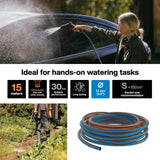 Furtun de grădină Fiskars S, seria X, furtun de apă pentru udare manuală, 13 mm (1/2"), lungime: 15 m, racord universal, protecție UV, protecție la îngheț, rezistent la răsucire, albastru, 1076044
