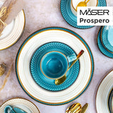 Set de cafea Prospero Premium pentru 4 persoane, calitate restaurant, serviciu de cafea modern cu 12 piese în stil vintage unic, porțelan durabil, albastru