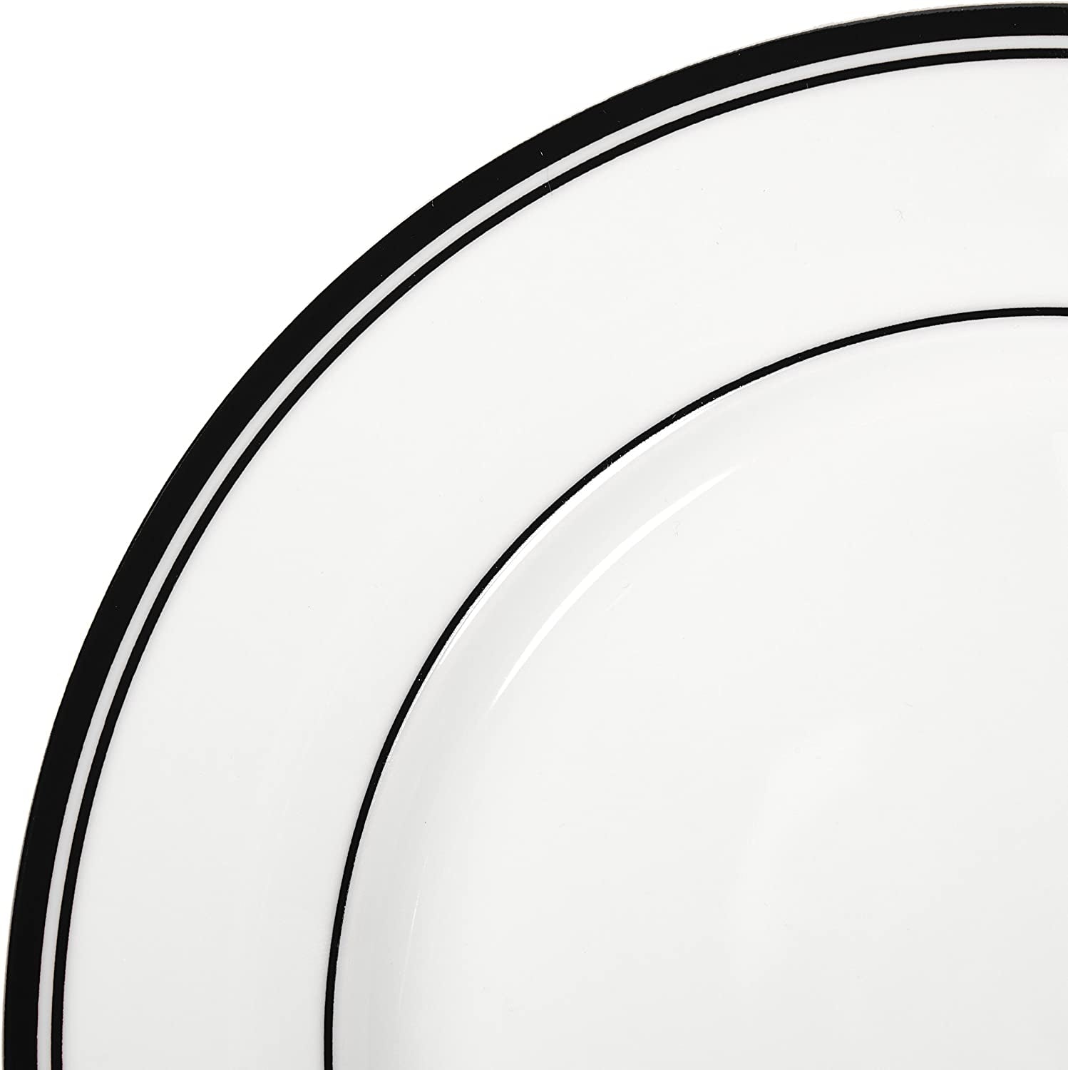 Set de veselă Amazon Basics Cafe cu margine neagră, 16 piese, pentru 4 persoane
