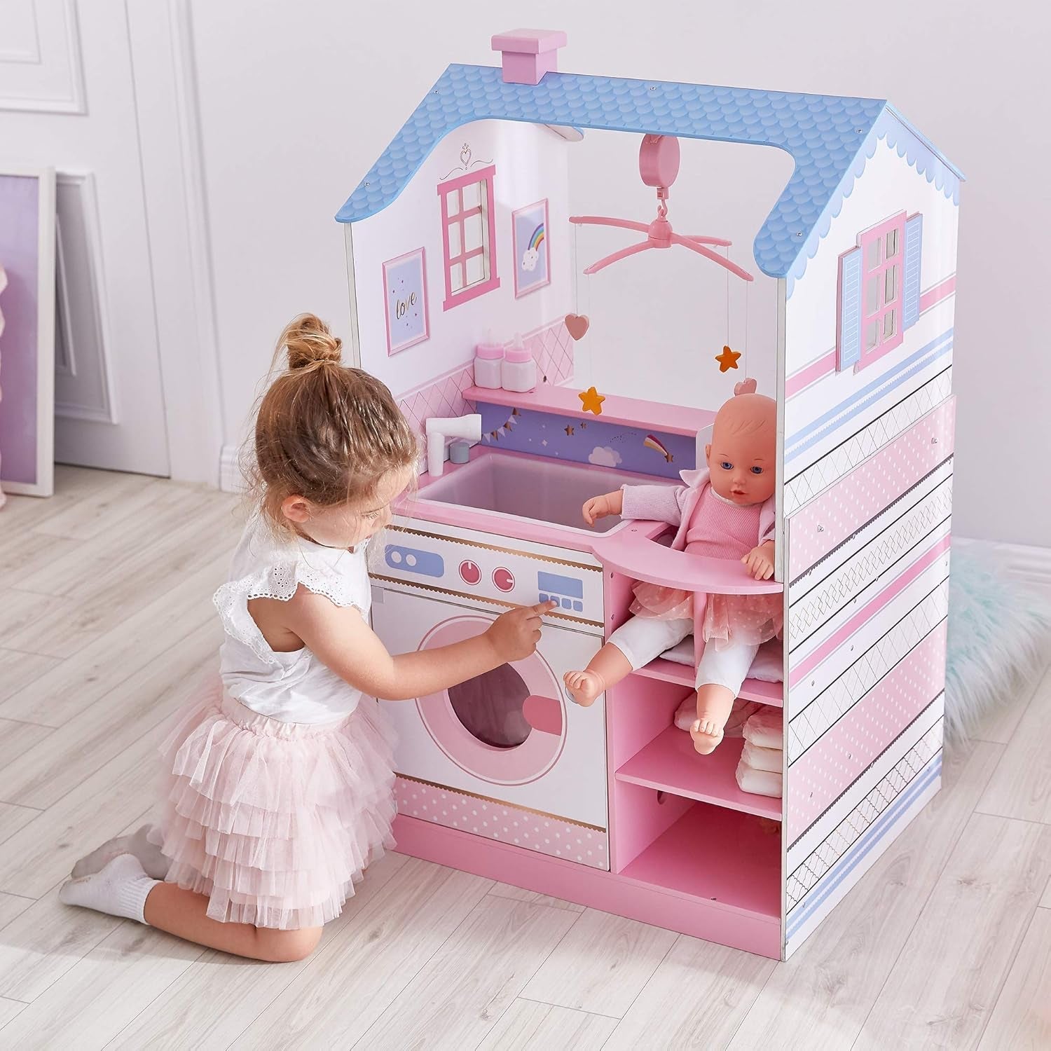 Olivia's Little World Teamson Kids Păpuși din lemn, 45 cm, cu două fețe, pentru copii TD-11460W