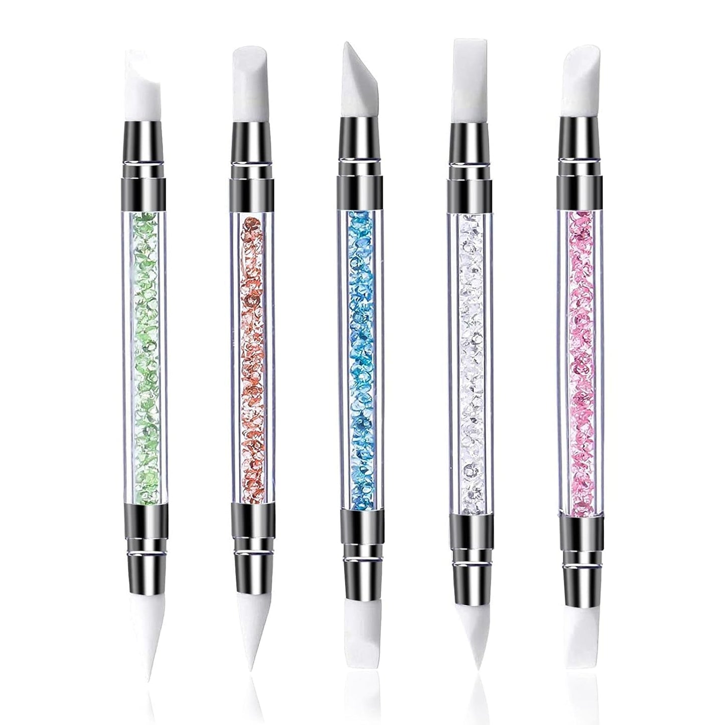 Qufiiry 5PCS Silikon Nagel Pinsel, Gel Schnitzen Pinsel, Silikon-Modellierpinsel Set, Doppel Köpfe DIY Maniküre Werkzeug