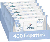BIOLANE - Șervețele umede pentru bebeluși cu apă - 225 de șervețele - 3 x 75 bucăți - Curățare delicată și eficientă - De la naștere - Calitate franceză
