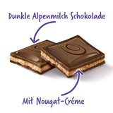 Milka Black Milk – Ciocolată alpină neagră cu lapte și umplutură cremoasă de nuga – 85g