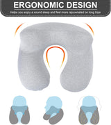 Aiqinu Pernă gonflabilă pentru gât Pernă de călătorie, Compact Quick Neck Pillow gonflabil cu capac de pernă lavabil pentru călătorii cu mașina, avionul, trenul, biroul, familia Perne calatorie Naty Shop