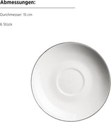 Seria MÄSER Felise, serviciu elegant de cafea pentru 6 persoane, atemporal, cu margine neagră, porțelan, alb