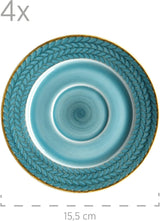 Set de cafea Prospero Premium pentru 4 persoane, calitate restaurant, serviciu de cafea modern cu 12 piese în stil vintage unic, porțelan durabil, albastru