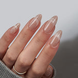 Btartbox Unghii False Scurte și Pătrate, Model Baby Boomer, pentru Lipire, Unghii False Albe, Roz Gradient, Unghii Artificiale Scurte cu Lipici de Unghii, 30 Bucăți Unghii False Artificiale Pătrate