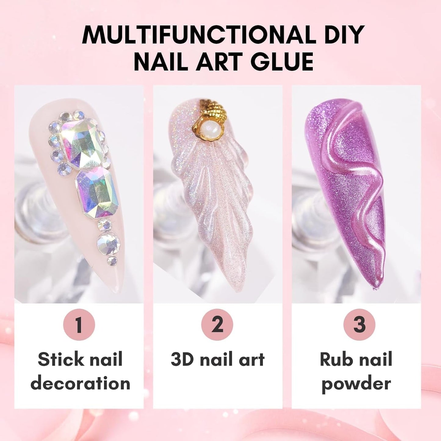 Makartt Rhinestone Glue Gel 3D Gel Nail Art Super Strassstein Kleber Für Nägel, Um Verschiedene Strasssteine Anzukleben and 3D Designs and Nail Charms, Perfekt Für Uv/Led-Lampe Geeignet, 30G
