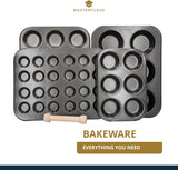 Tava pentru mini-tarte Masterclass, 24 de găuri, oțel carbon rezistent de 1 mm grosime, 35 x 27 cm, gri Naty Shop