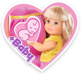 Simba 105733673 - Steffi Love Happy Family, Păpușă însărcinată, Kevin, Evi și bebeluș cu cărucior, 11 piese, accesorii, 30 cm, vârste 3+