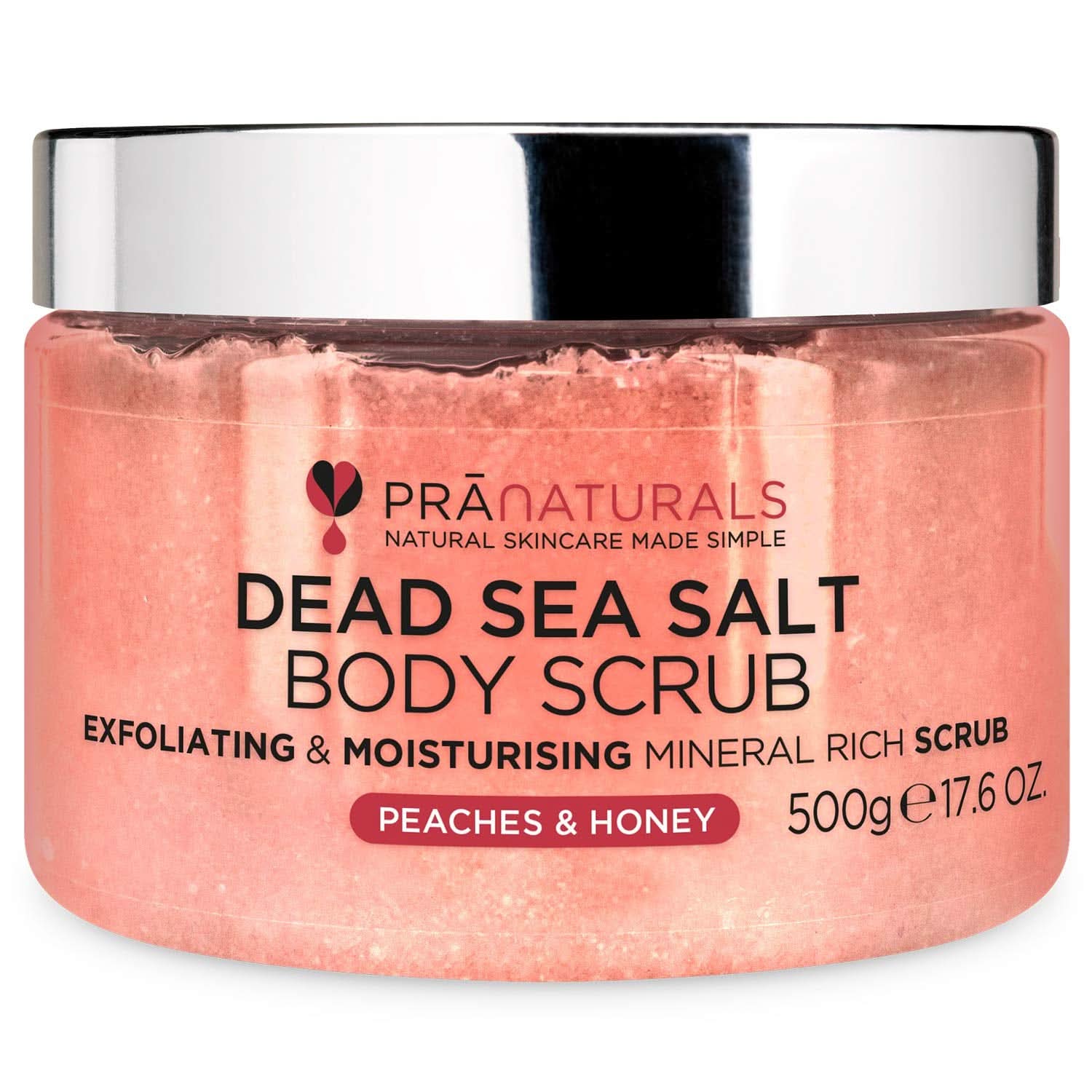 Pranaturals, Body Scrub cu sare de la Marea Moartă, 500 g Naty Shop Piersica si Miere de Albine