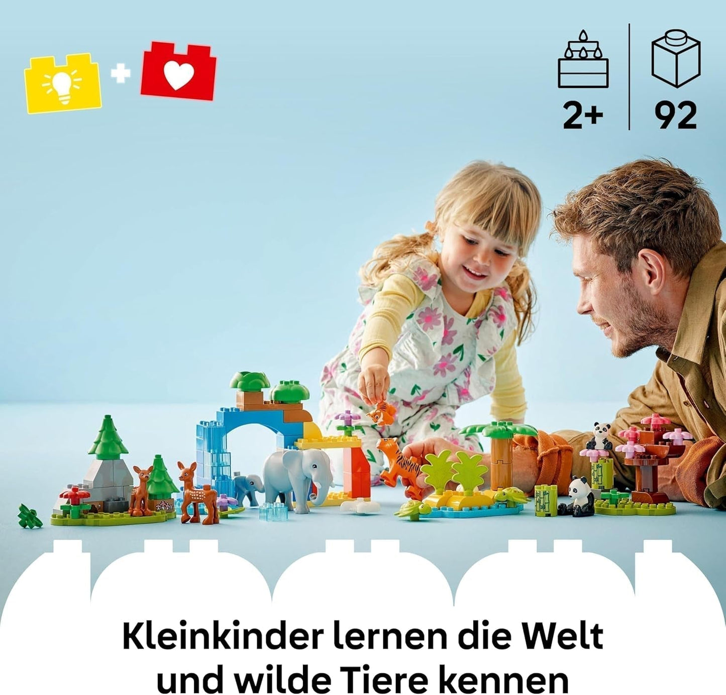 Set LEGO DUPLO Town Wild Animal Families 3-in-1, jucărie educativă pentru copii mici cu țestoase, tigri, elefanți, căprioare, panda, set pentru preșcolari de la 2 ani, jucărie de construit cu figuri de animale 10446 Seturi de constructie Besuche den LEGO-Store