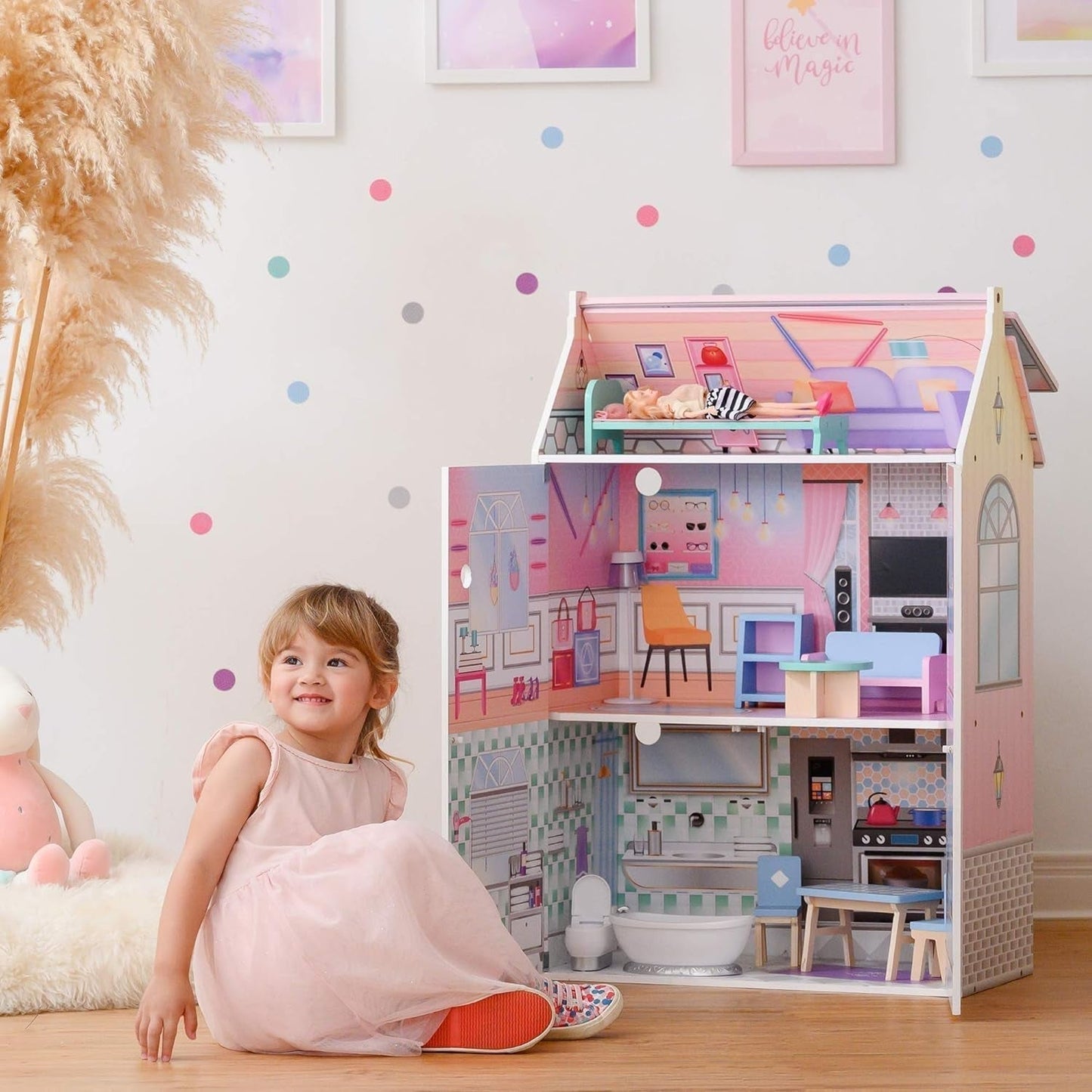 Olivias Little World Glasshouse Kids 12" Doll House & 10 Accesorii Pentru Păpuși 3.5" Multi Td-12518D Casute de papusi Naty Shop