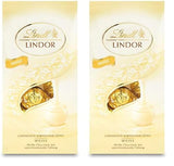 Bile de ciocolată albă Lindt LINDOR | Pungă de 137 g | Aprox. 10 biluțe de ciocolată albă cu umplutură care se topește în gură | Set cadou de ciocolată | Set cadou de ciocolată (Pachet de 2)
