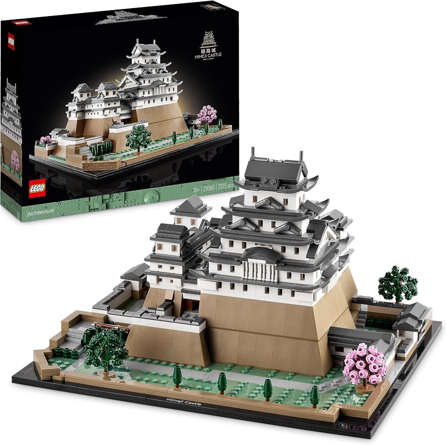 Castelul LEGO Architecture Himeji, Kit model pentru adulți, Colecția Landmark, Set pentru fanii grădinăritului creativ și ai culturii japoneze, cu copac cu flori de cireș, cadou pentru el și ea 21060 Seturi de constructie Besuche den LEGO-Store Singur