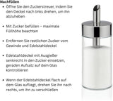 Zahărniță din sticlă Tescoma, oțel inoxidabil periat, ideală pentru zahăr alb/brun, 225 ml