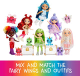 Rainbow High Littles Zâne Fantasy Curcubeu și Animal de Companie - Smarald, Verde - Păpușă mică, articulată, de 14 cm și Dragon Fantasy cu Aripi de Zână Interschimbabile, Cadou Dulce pentru Copii cu Vârsta de 4 Ani și Peste