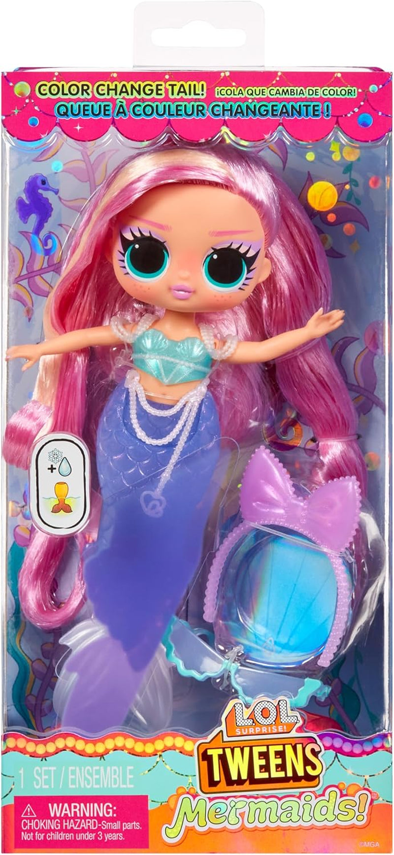 L.O.L. Surprise! Tweens - Sirena Lola Waves - păpușă la modă cu coadă care își schimbă culoarea, aripioară mobilă și accesorii frumoase - jucărie pentru copii și colecționari de la 4 ani Papusi Naty Shop