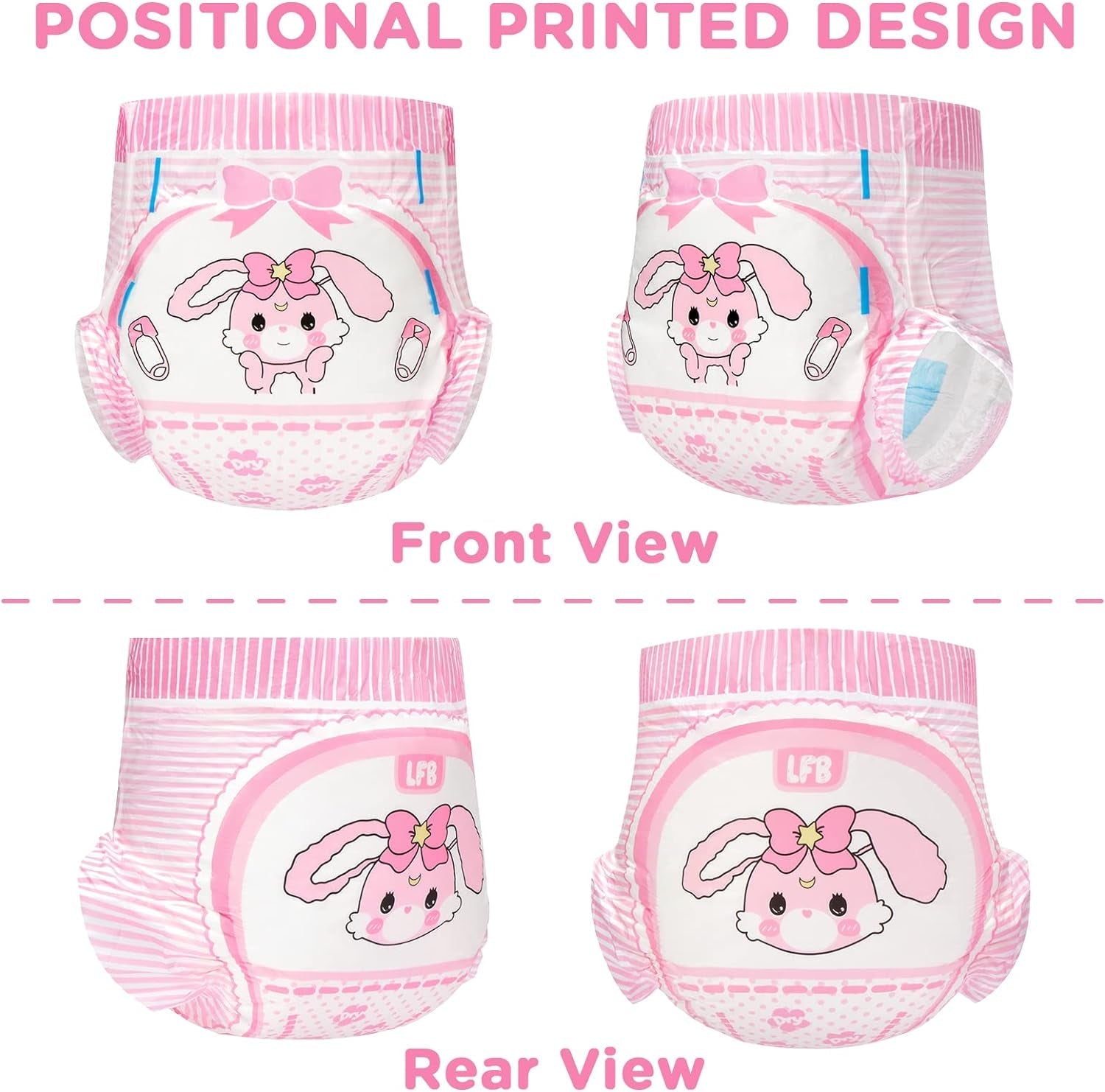 Scutece imprimate pentru adulți 5500-5800 ml, 10 bucăți - Baby Usagi (XL)
