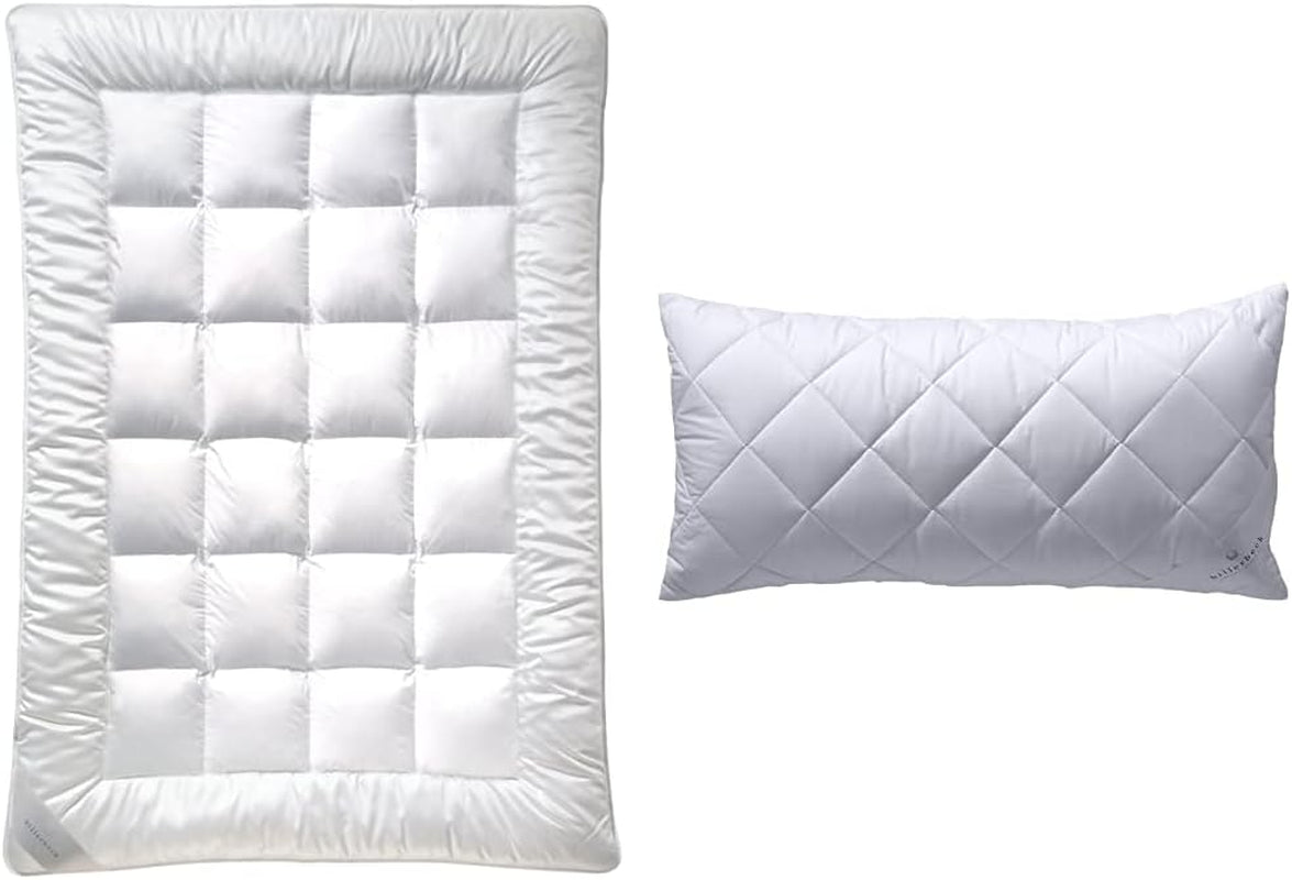 Plapumă din fibre Billerbeck E21 King - Plapumă din fibre rafinată cu aloe vera - 135 X 200 Cm plapumă pentru toate anotimpurile cu nivel mediu de căldură, alb Plapumi si pilote Naty Shop Pachet cu pernă din fibră 135 X 200 Cm Mediu